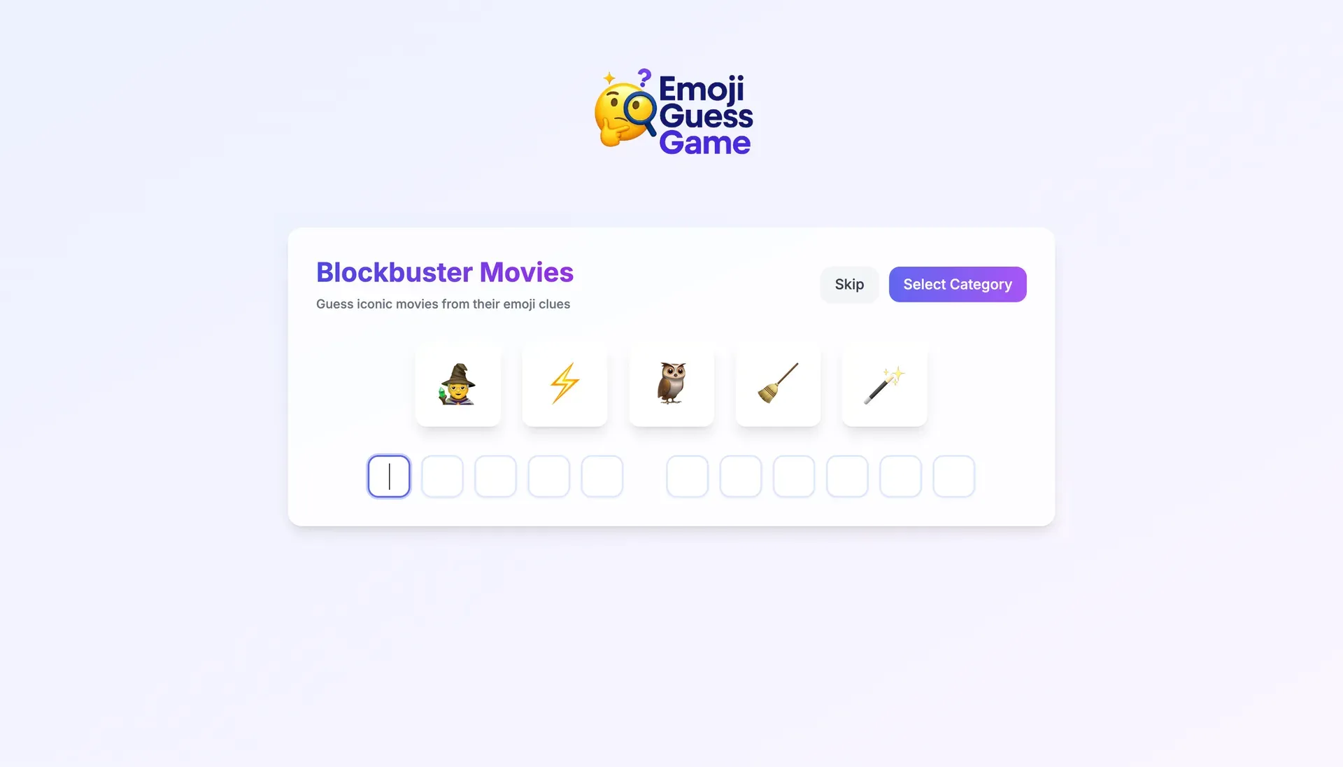 Emoji Guess Game Main Game Interface