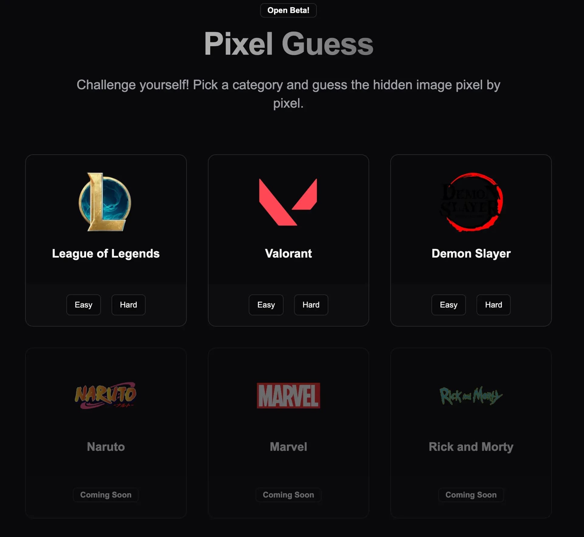 Pixel Guess Game