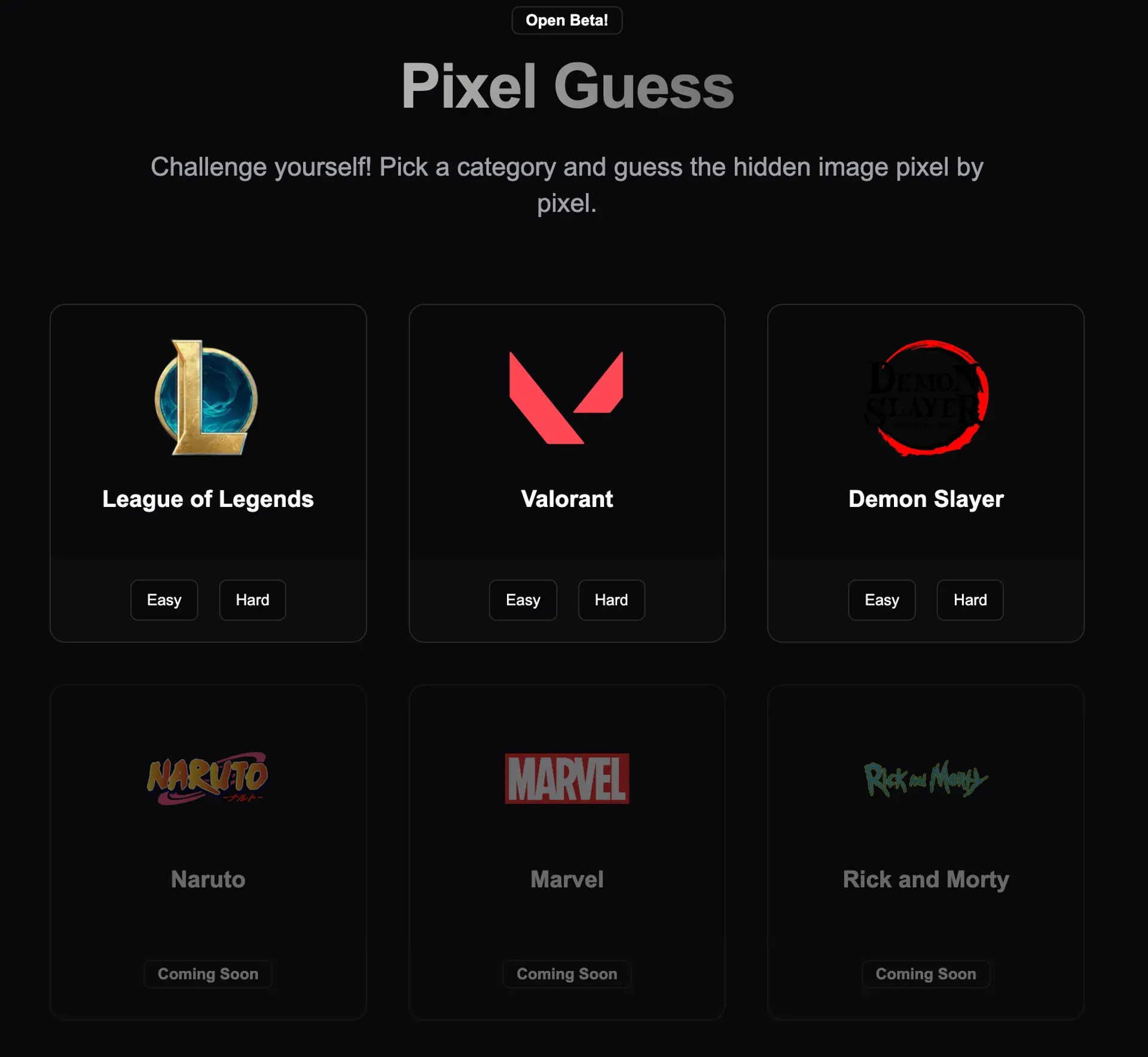 Pixel Guess Game