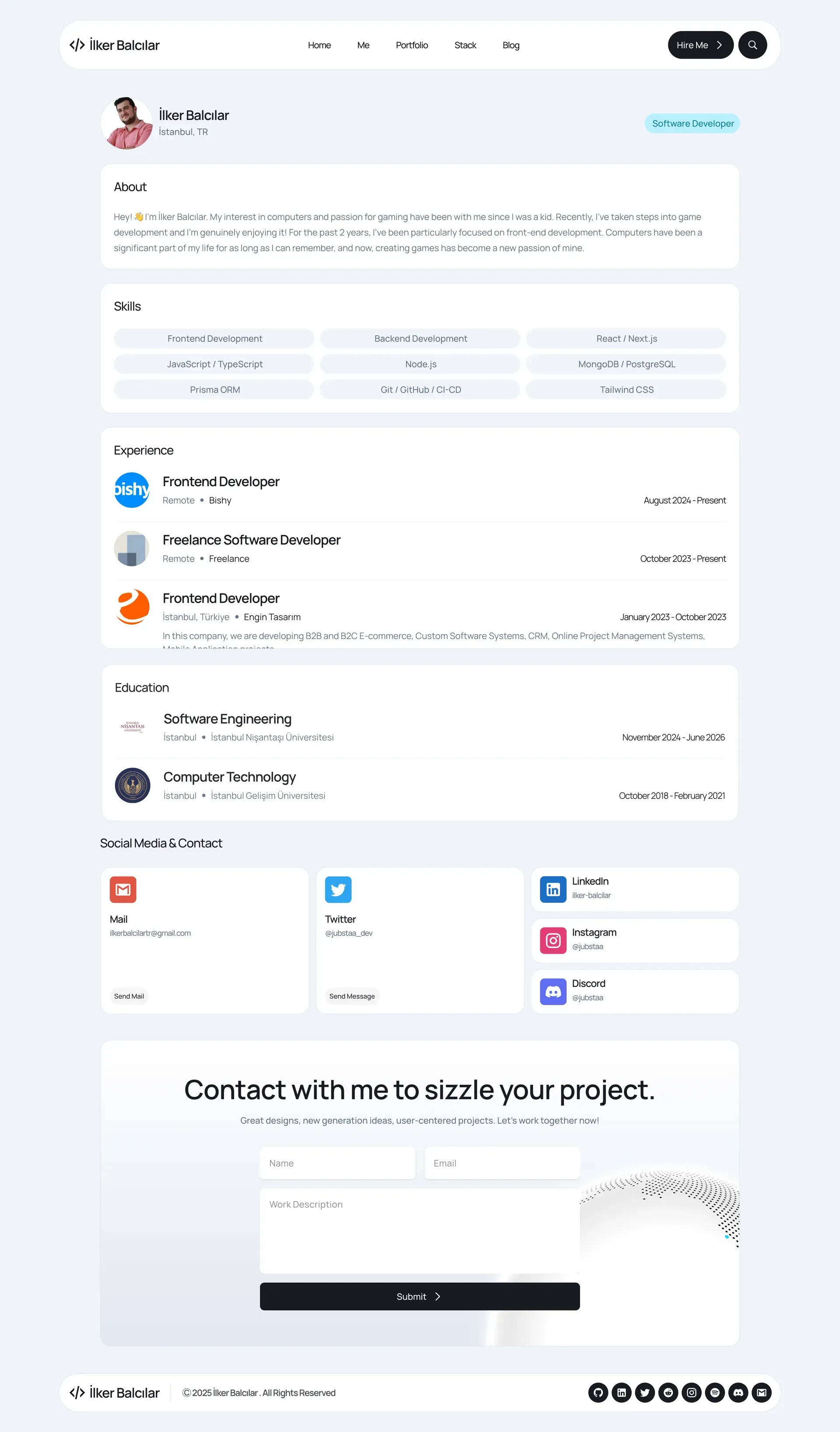 Portfolio Site About Page