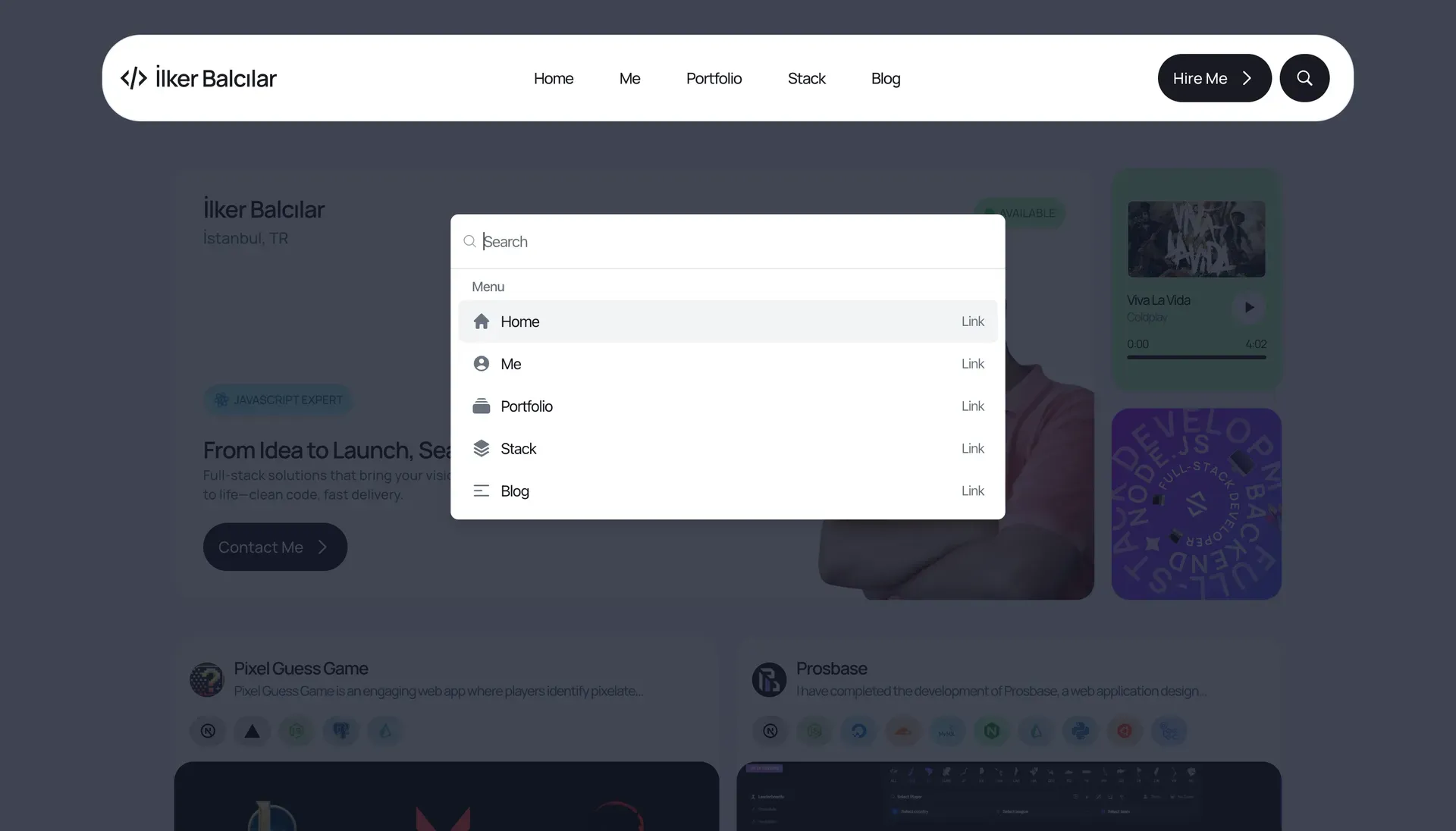 Portfolio Site Search