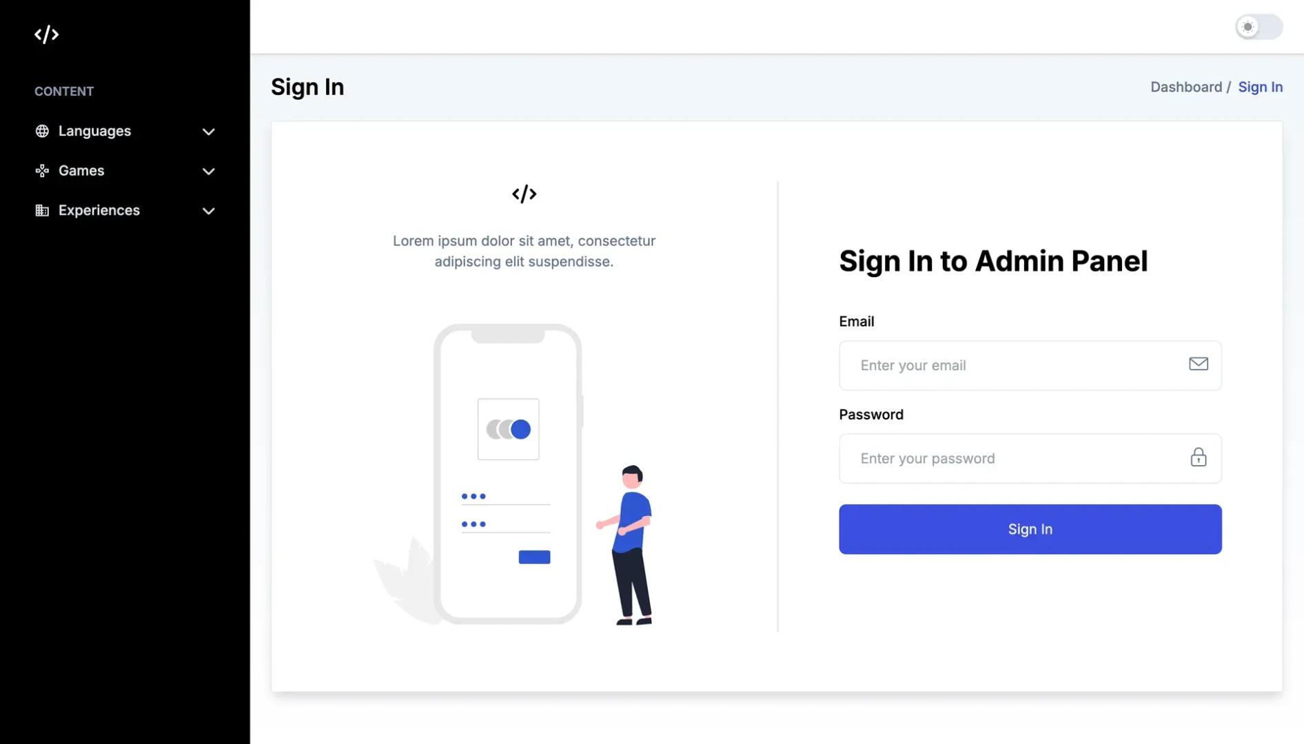 Portfolio Site Old Admin Panel