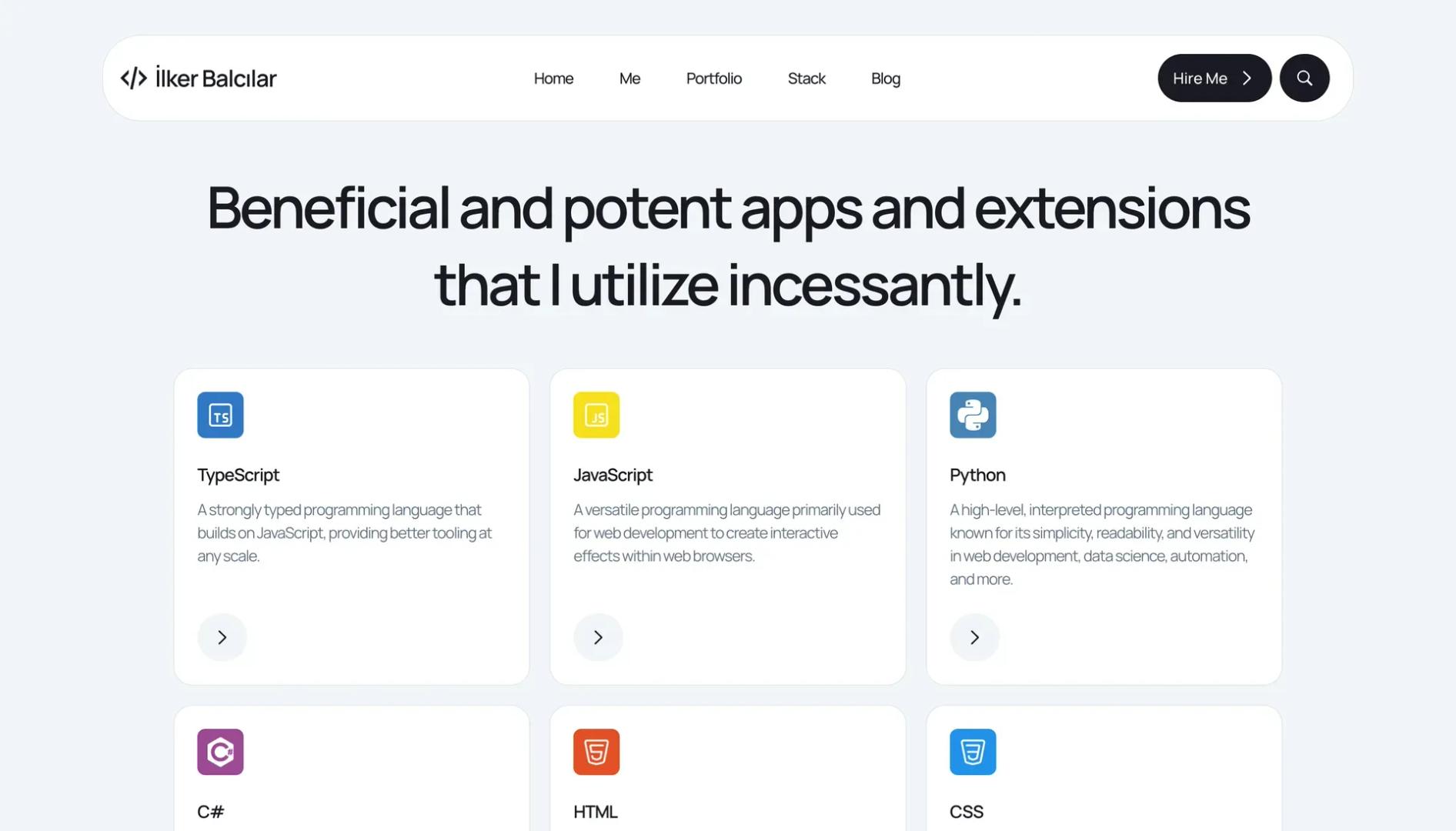 Portfolio Site Stacks