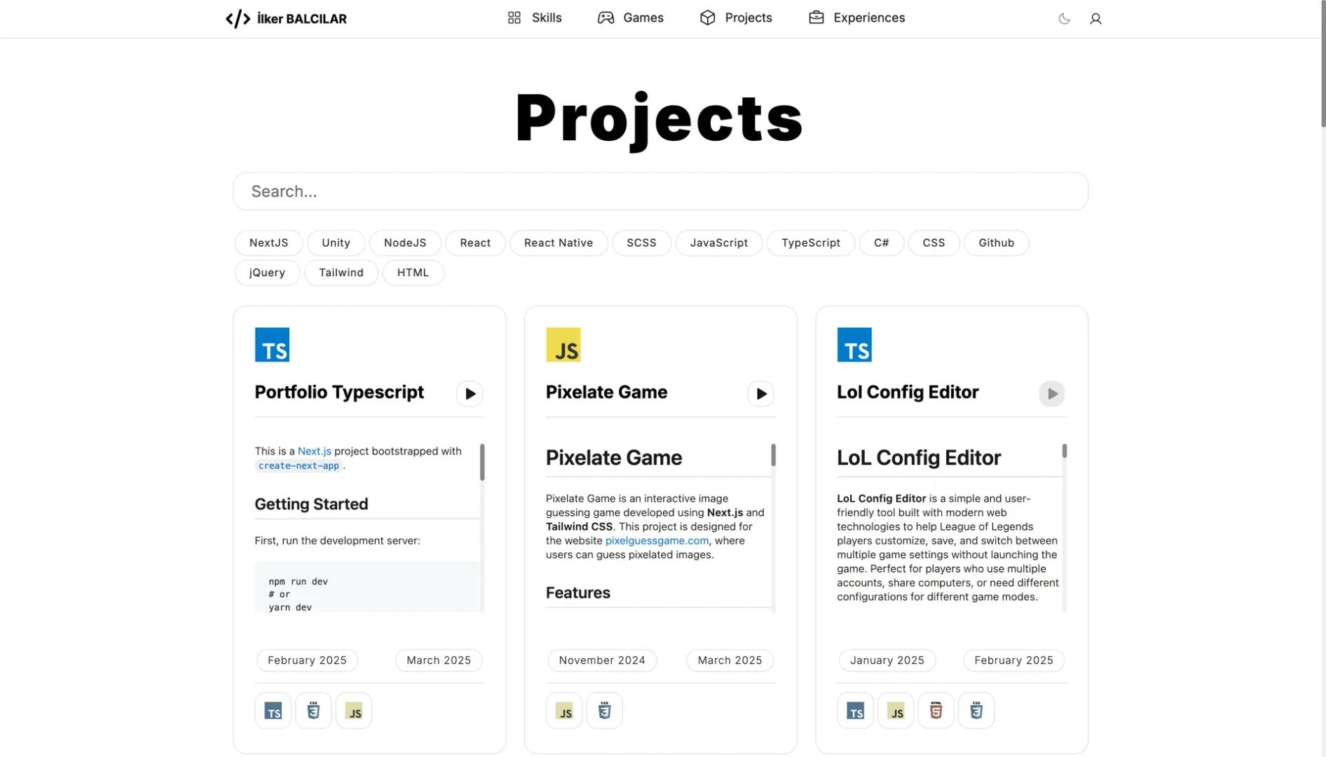 Portfolio Site Old Projects