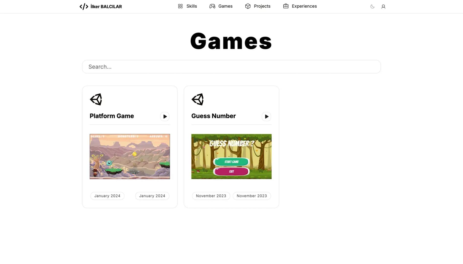 Portfolio Site Old Games