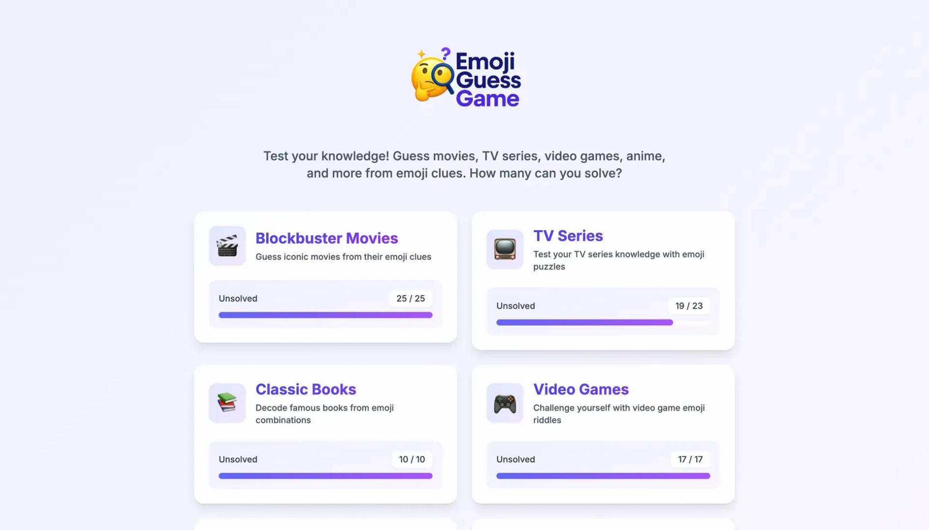 Emoji Guess Game Categories