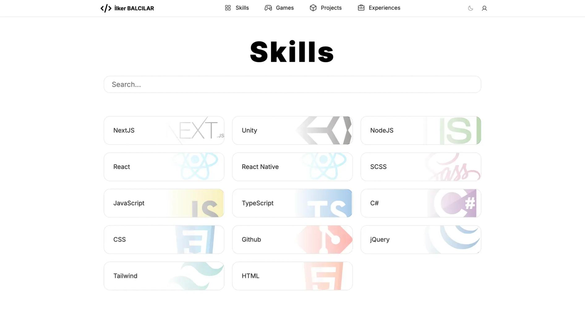 Portfolio Site Old Skills