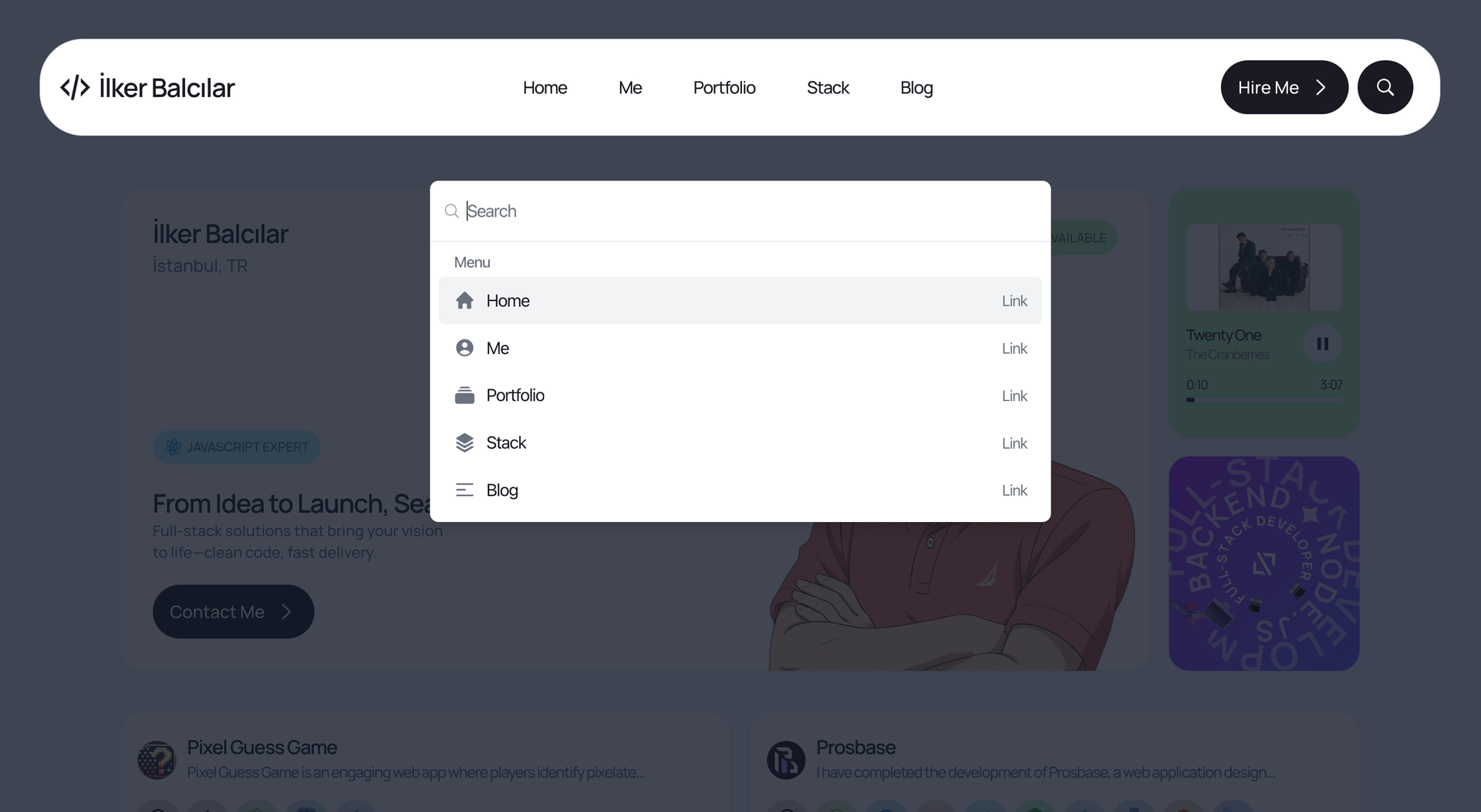 Portfolio Site Search
